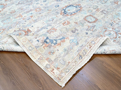 Grey 8'6" x 11'3" Oushak / Peshawar Hand knotted Wool Rug - Sku: O010159
