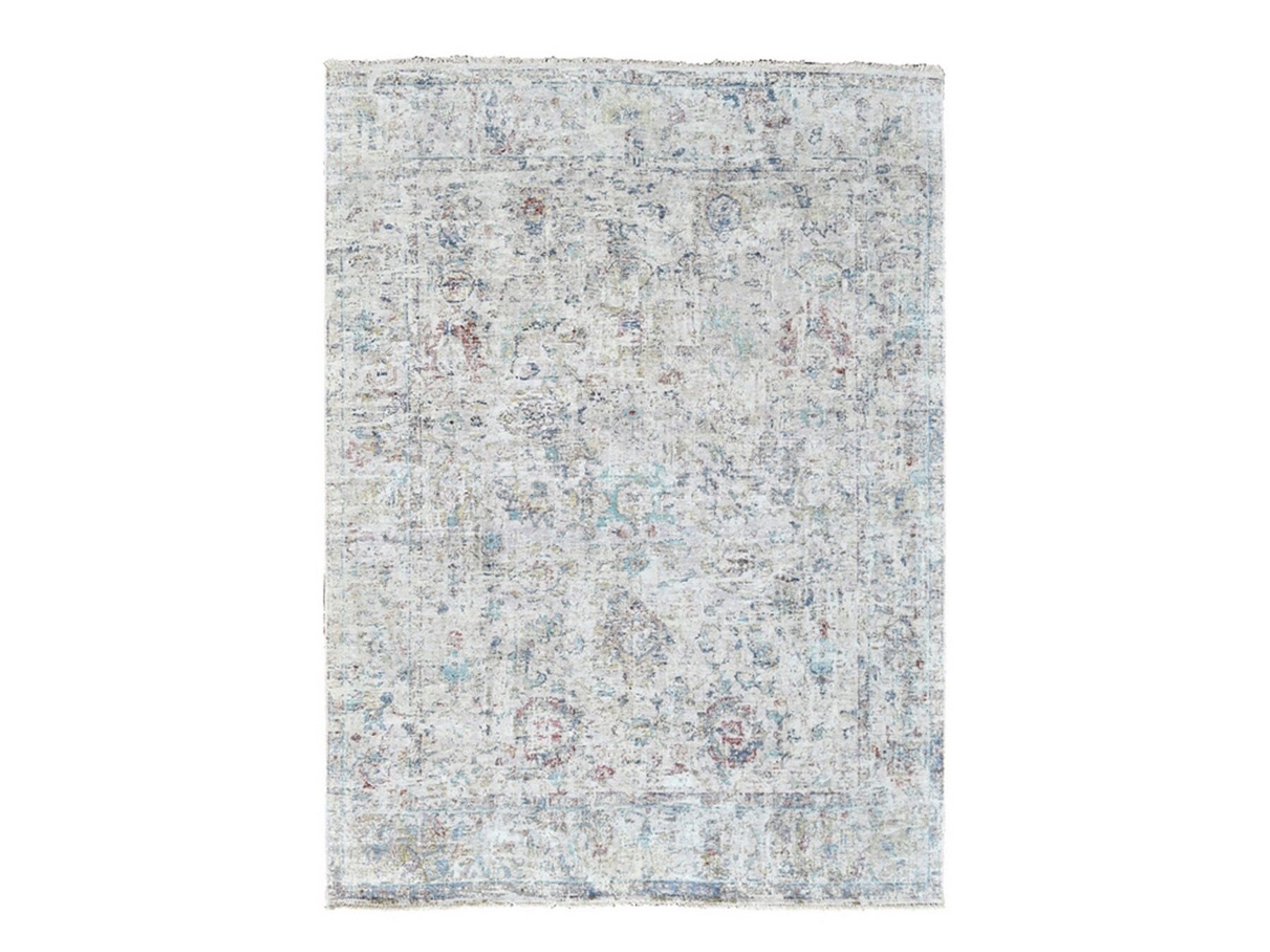 Grey 7'8" x 9'9" Oushak And Peshawar Hand knotted Wool Rug - Sku: O010161