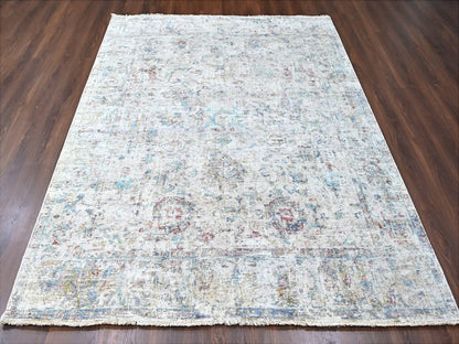 Grey 7'8" x 9'9" Oushak And Peshawar Hand knotted Wool Rug - Sku: O010161