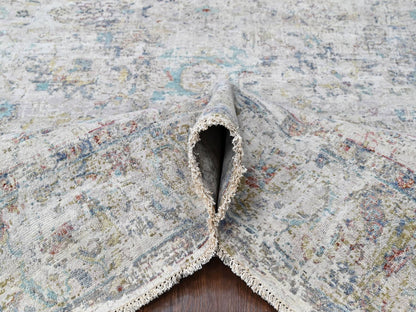 Grey 7'8" x 9'9" Oushak And Peshawar Hand knotted Wool Rug - Sku: O010161