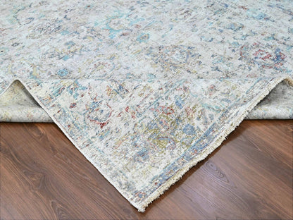 Grey 7'8" x 9'9" Oushak And Peshawar Hand knotted Wool Rug - Sku: O010161