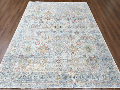 Grey 8'10" x 11'9" Oushak / Peshawar Hand knotted Wool Rug - Sku: O010165