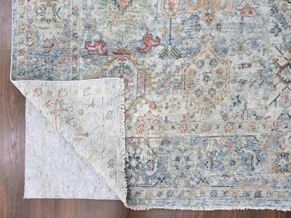 Grey 8'10" x 11'9" Oushak / Peshawar Hand knotted Wool Rug - Sku: O010165