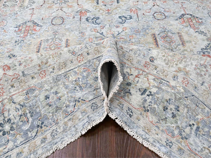 Grey 8'10" x 11'9" Oushak / Peshawar Hand knotted Wool Rug - Sku: O010165