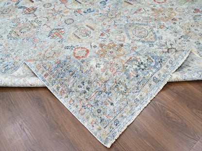 Grey 8'10" x 11'9" Oushak / Peshawar Hand knotted Wool Rug - Sku: O010165