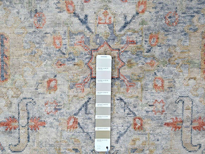 Grey 8'10" x 11'9" Oushak / Peshawar Hand knotted Wool Rug - Sku: O010165