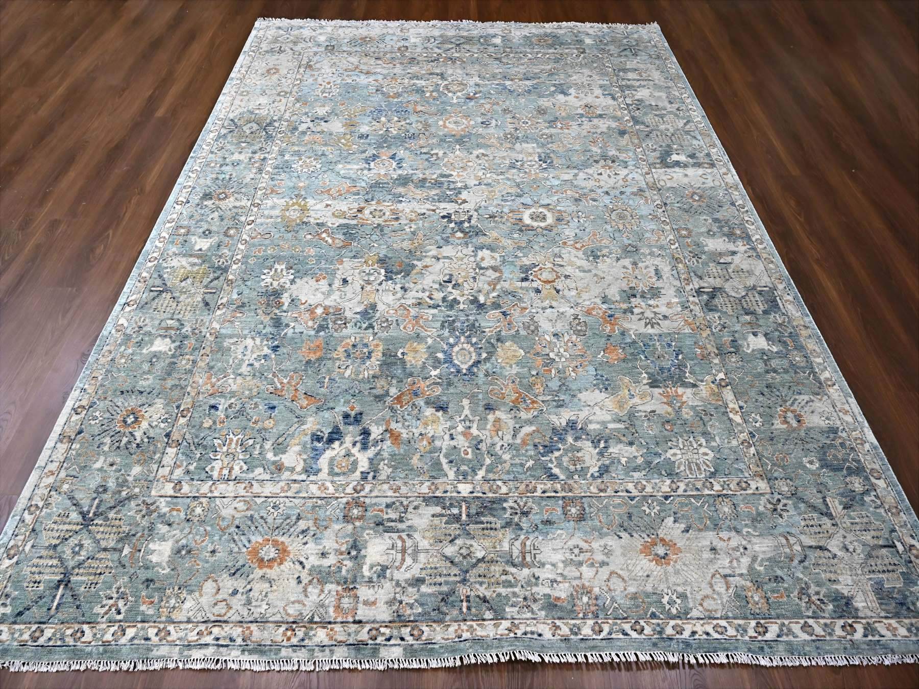 Oushak / Peshawar hand-knotted wool rug in Gray, 8'10" x 11'10", SKU O010166