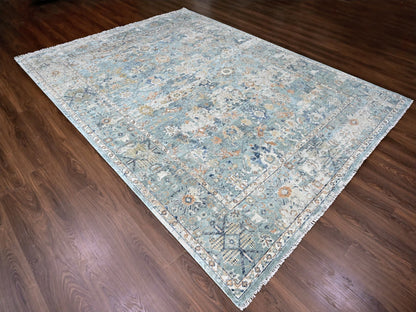 Grey 8'10" x 11'10" Oushak / Peshawar Hand knotted Wool Rug - Sku: O010166