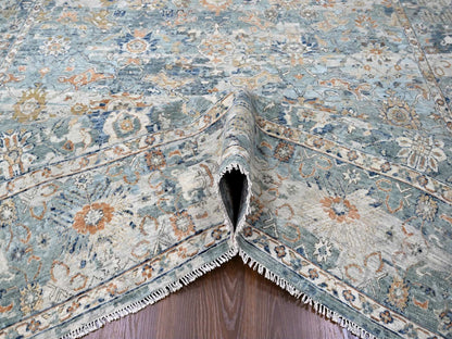 Grey 8'10" x 11'10" Oushak / Peshawar Hand knotted Wool Rug - Sku: O010166