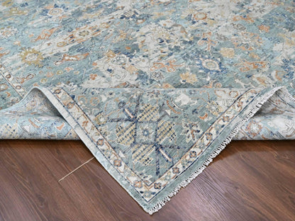 Grey 8'10" x 11'10" Oushak / Peshawar Hand knotted Wool Rug - Sku: O010166