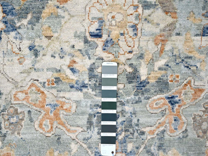 Grey 8'10" x 11'10" Oushak / Peshawar Hand knotted Wool Rug - Sku: O010166