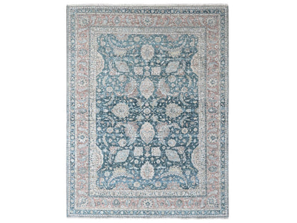 Teal 9'0" x 11'10" Oushak / Peshawar Hand knotted Wool Rug - Sku: O010173