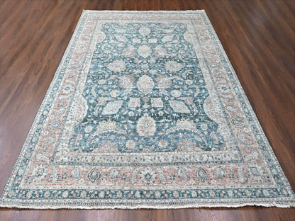 Teal 9'0" x 11'10" Oushak / Peshawar Hand knotted Wool Rug - Sku: O010173