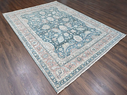 Teal 9'0" x 11'10" Oushak / Peshawar Hand knotted Wool Rug - Sku: O010173