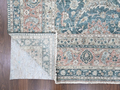 Teal 9'0" x 11'10" Oushak / Peshawar Hand knotted Wool Rug - Sku: O010173