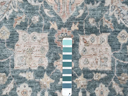 Teal 9'0" x 11'10" Oushak / Peshawar Hand knotted Wool Rug - Sku: O010173