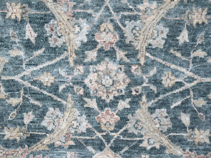 Teal 9'0" x 11'10" Oushak / Peshawar Hand knotted Wool Rug - Sku: O010173