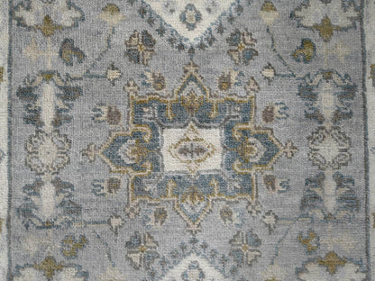 Tribal Heriz hand-knotted wool runner in Gray & Ivory, 2'7" x 8' — SKU O010185 (view 5)
