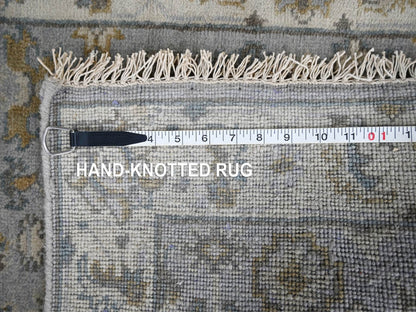 Tribal Heriz hand-knotted wool runner in Gray & Ivory, 2'7" x 8' — SKU O010185 (view 8)