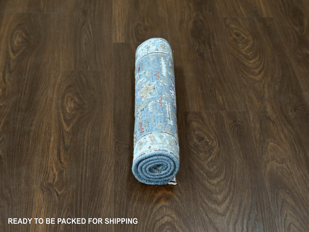 Heriz Heriz hand-knotted wool rug in Gray & Light Blue, 2' x 2'10" — SKU O010188 (view 5)