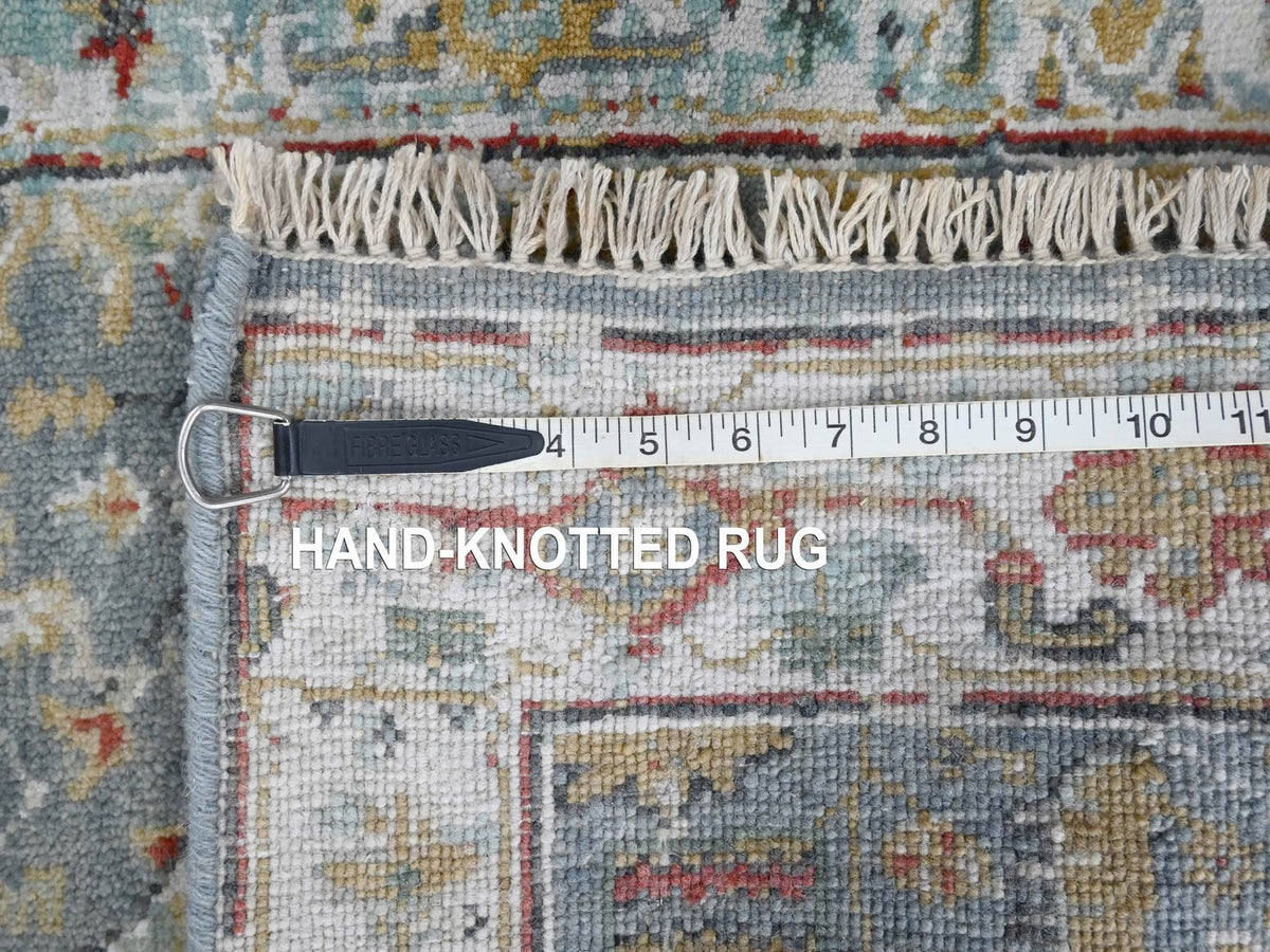 Heriz Heriz hand-knotted wool rug in Gray & Light Blue, 2' x 2'10" — SKU O010188 (view 7)