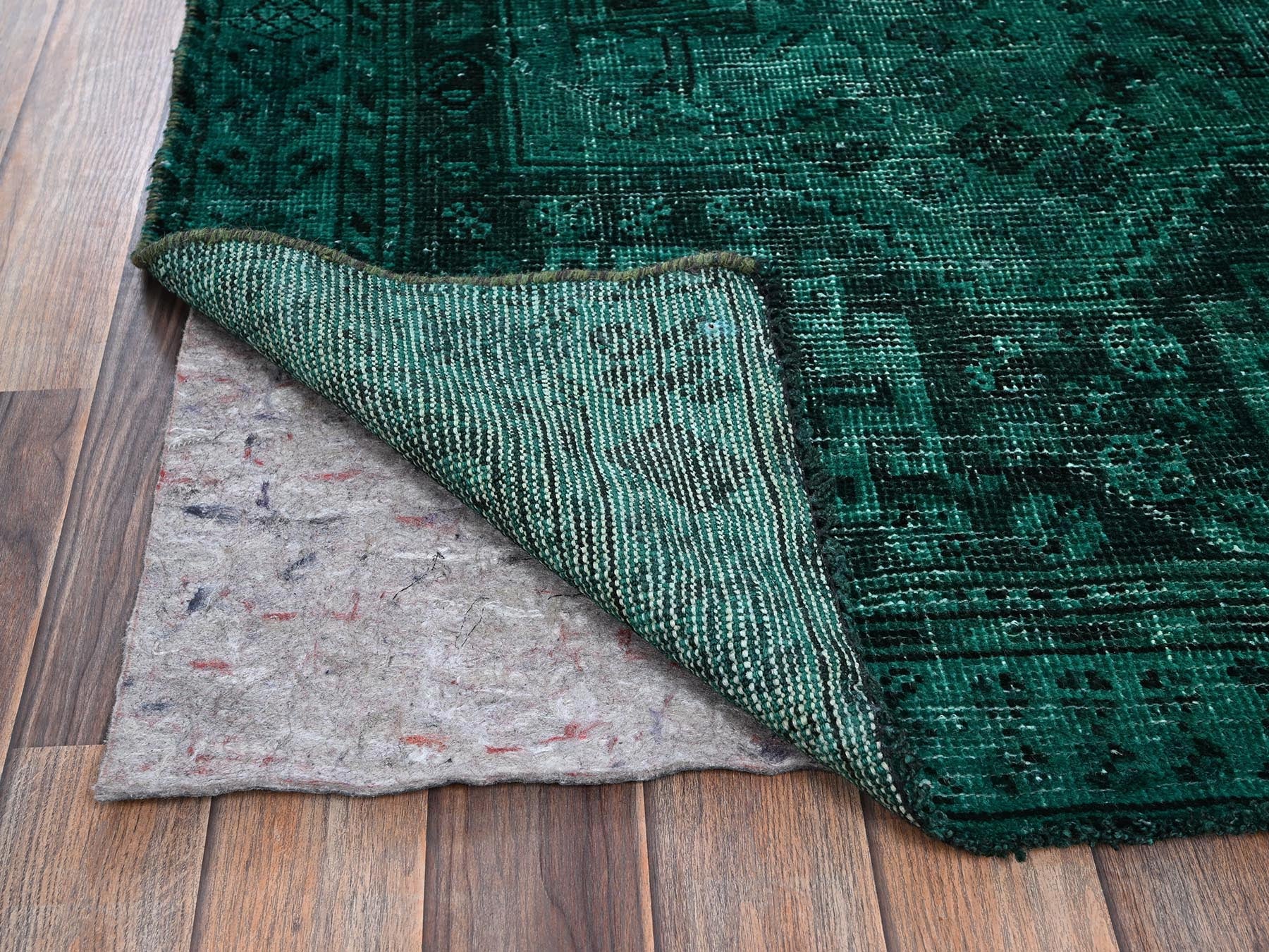 Shiraz Vintage hand-knotted wool rug in Overdyed & Green, 5'1" x 7'10" — SKU O01018 (view 3)