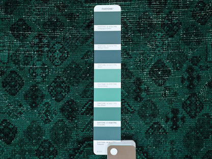 Shiraz Vintage hand-knotted wool rug in Overdyed & Green, 5'1" x 7'10" — SKU O01018 (view 4)