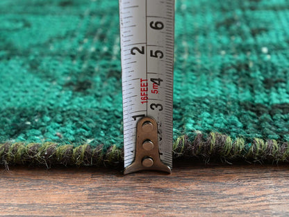 Shiraz Vintage hand-knotted wool rug in Overdyed & Green, 5'1" x 7'10" — SKU O01018 (view 6)