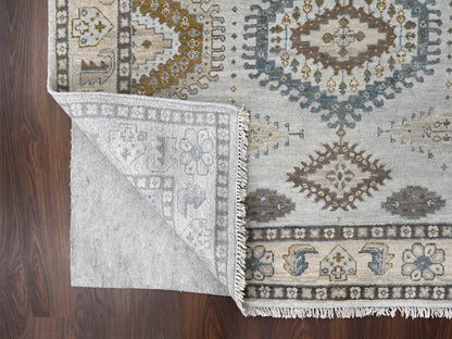 Tribal & Geometric hand-knotted wool rug in Gray & Ivory, 5'1" x 6'10" — SKU O010190 (view 3)