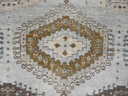 Tribal & Geometric hand-knotted wool rug in Gray & Ivory, 5'1" x 6'10" — SKU O010190 (view 5)