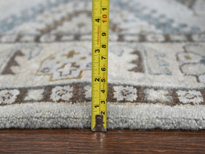 Tribal & Geometric hand-knotted wool rug in Gray & Ivory, 5'1" x 6'10" — SKU O010190 (view 7)