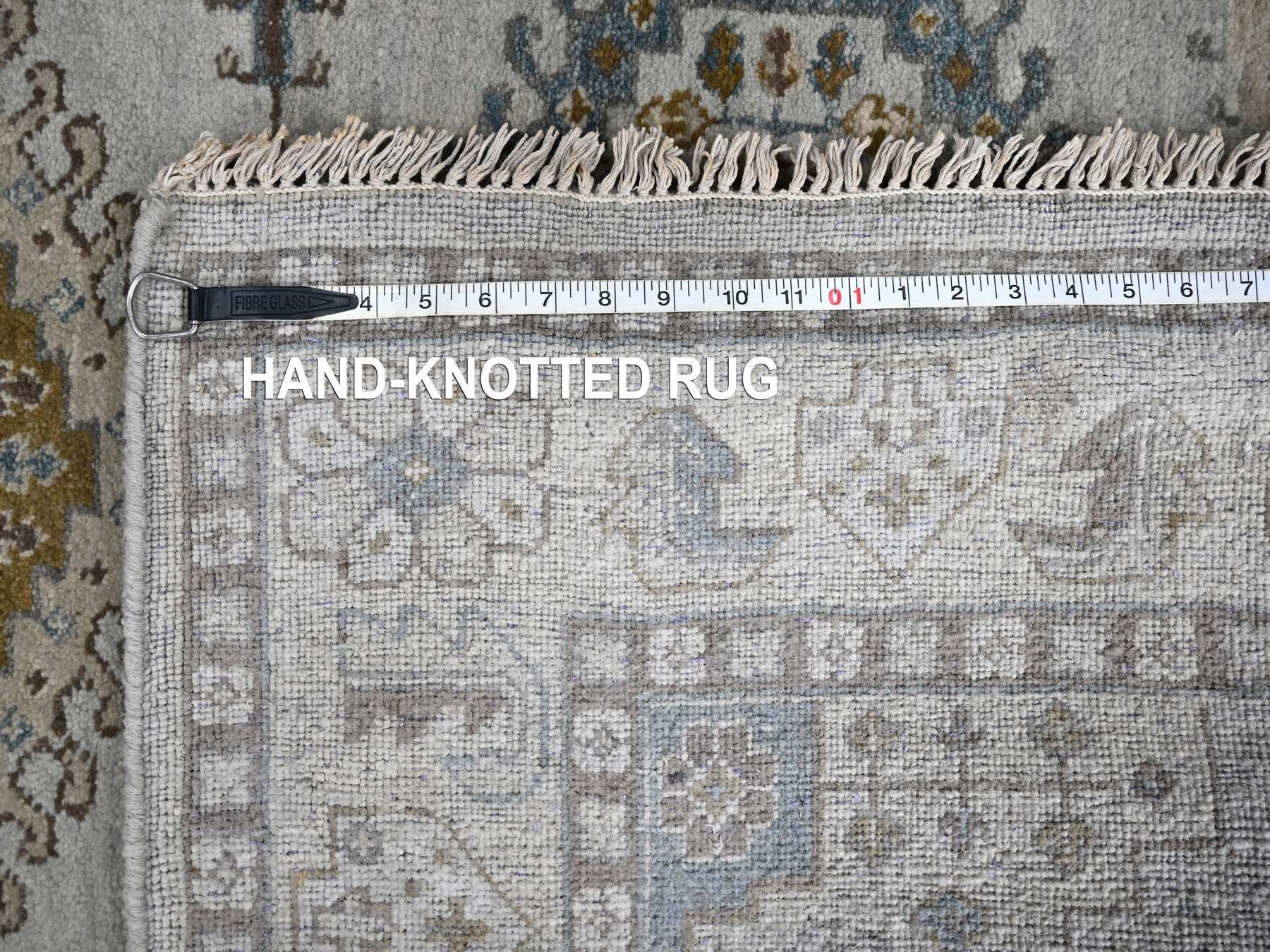 Tribal & Geometric hand-knotted wool rug in Gray & Ivory, 5'1" x 6'10" — SKU O010190 (view 8)