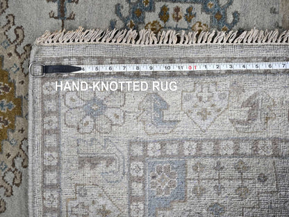 Tribal & Geometric hand-knotted wool rug in Gray & Ivory, 5'1" x 6'10" — SKU O010190 (view 8)