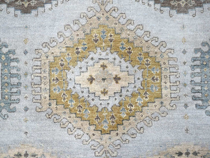 Tribal & Geometric hand-knotted wool rug in Gray & Ivory, 6'2" x 9'1" — SKU O010191 (view 5)