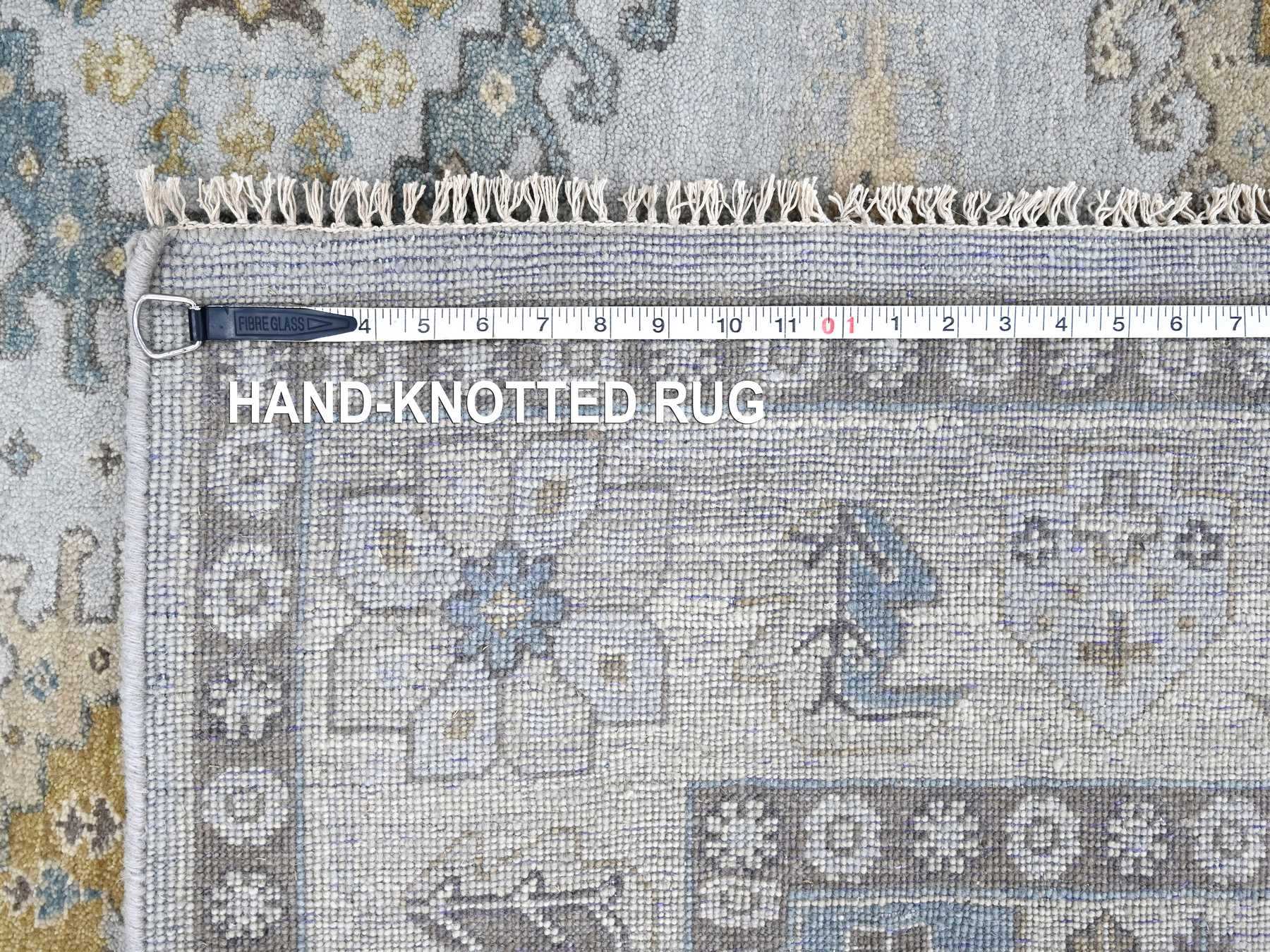 Tribal & Geometric hand-knotted wool rug in Gray & Ivory, 6'2" x 9'1" — SKU O010191 (view 8)