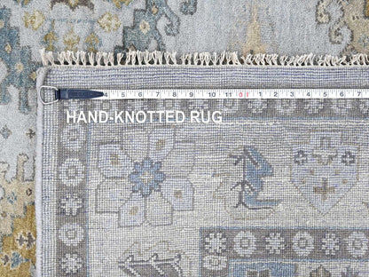Tribal & Geometric hand-knotted wool rug in Gray & Ivory, 6'2" x 9'1" — SKU O010191 (view 8)