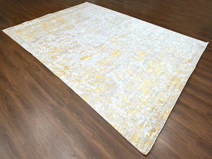 Beige 10'0" x 13'10" Modern and Contemporary Hand knotted Wool/Silk Rug - Sku: O010198