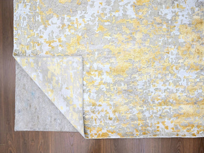 Beige 10'0" x 13'10" Modern and Contemporary Hand knotted Wool/Silk Rug - Sku: O010198