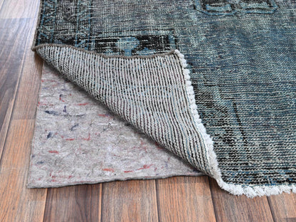 Vintage hand-knotted wool rug in Gray & Charcoal Black, 3'6" x 5'9" — SKU O01019 (view 3)