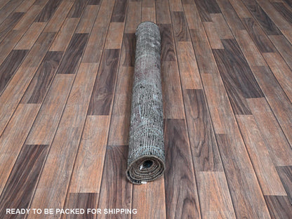 Vintage hand-knotted wool rug in Gray & Charcoal Black, 3'6" x 5'9" — SKU O01019 (view 5)