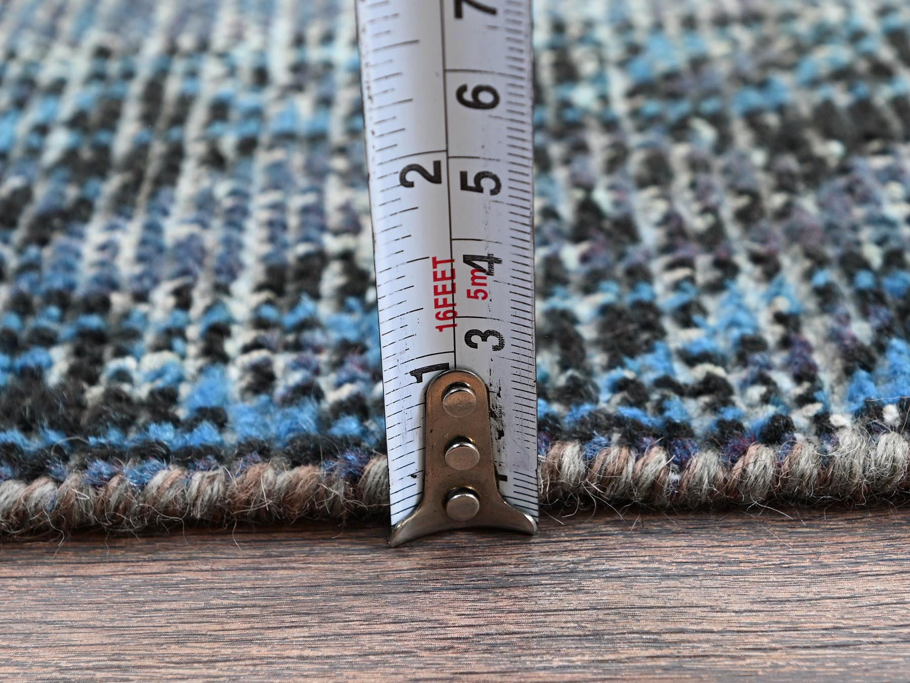 Vintage hand-knotted wool rug in Gray & Charcoal Black, 3'6" x 5'9" — SKU O01019 (view 6)