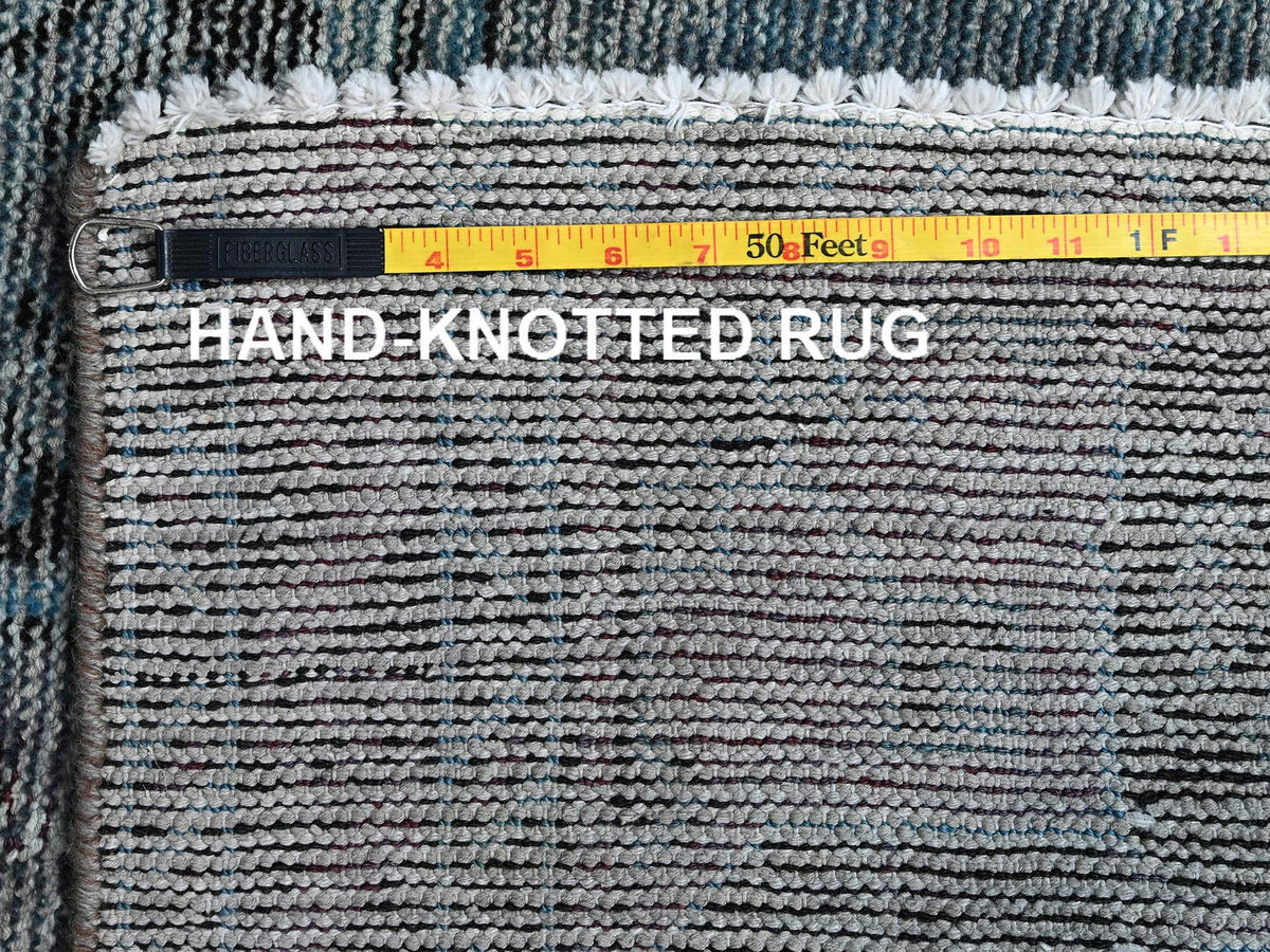Vintage hand-knotted wool rug in Gray & Charcoal Black, 3'6" x 5'9" — SKU O01019 (view 7)