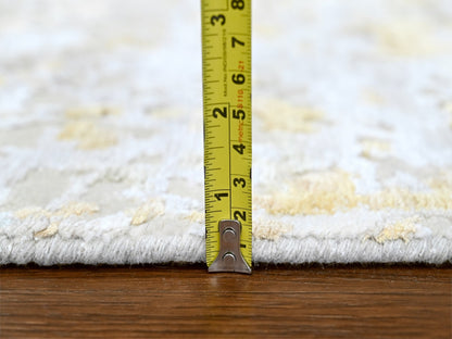Beige 5'0" x 6'11" Modern and Contemporary Hand knotted Wool/Silk Rug - Sku: O010200