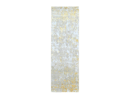 Beige 2'7" x 7'10" Modern and Contemporary Hand knotted Wool/Silk Rug - Sku: O010201