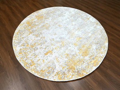 Beige 7'9" x 7'9" Modern and Contemporary Hand knotted Wool/Silk Rug - Sku: O010202