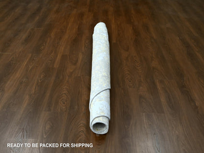 Beige 7'9" x 7'9" Modern and Contemporary Hand knotted Wool/Silk Rug - Sku: O010202