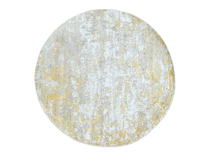 Beige 6'0" x 6'0" Modern and Contemporary Hand knotted Wool/Silk Rug - Sku: O010203