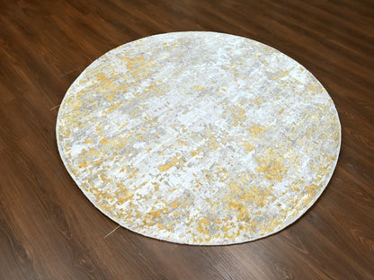 Beige 6'0" x 6'0" Modern and Contemporary Hand knotted Wool/Silk Rug - Sku: O010203