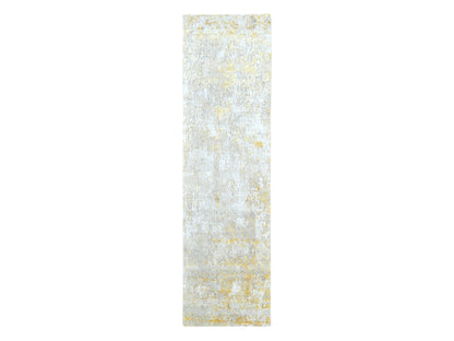 Beige 2'6" x 9'9" Modern and Contemporary Hand knotted Wool/Silk Rug - Sku: O010204