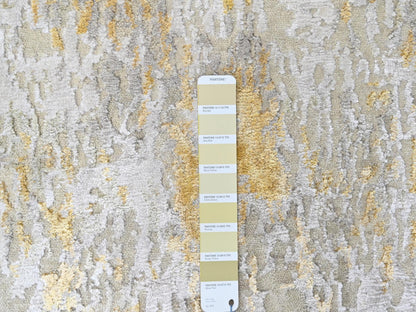Beige 2'6" x 9'9" Modern and Contemporary Hand knotted Wool/Silk Rug - Sku: O010204